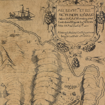 Isola di Malta - Map of the 1614 Turkish attack on Malta, known as the Gili map